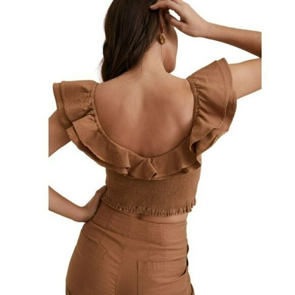 NWT Anthropologie Maeve Ruffled Smocked Crop Top - Picture 3 of 10